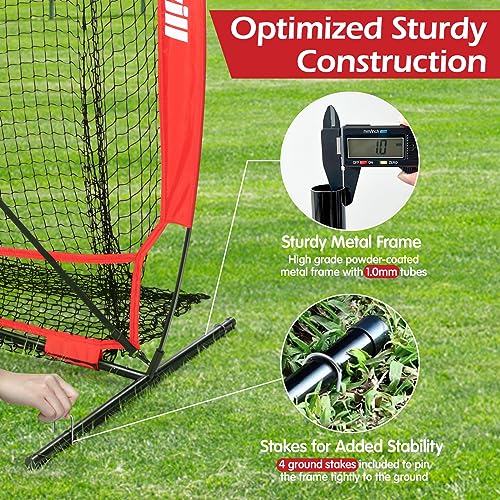 7x7ft Baseball Softball Pitching Net with Carry Bag T858607