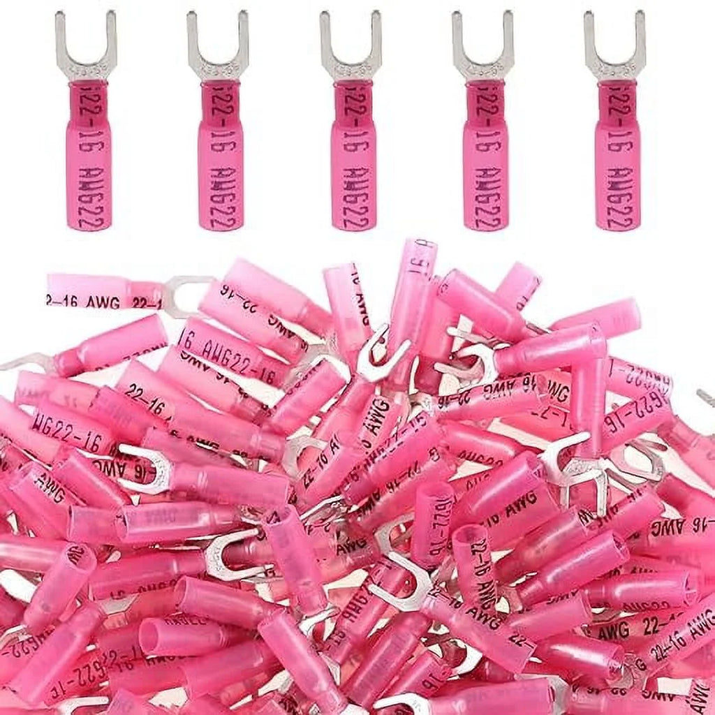 50pcs 22-16 Gauge Heat Shrink Fork Connectors Insulated Crimp Terminals Kit R76610