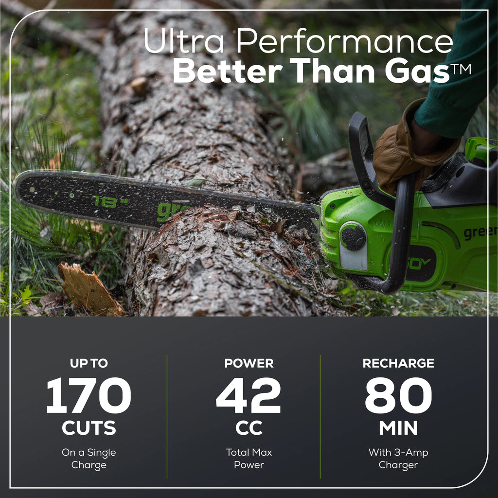60V 2.0kW Brushless Chainsaw with 4.0 Ah Battery & Charger O209