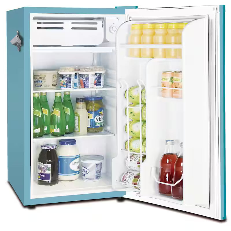 Blue Retro Compact Mini Fridge Y518586
