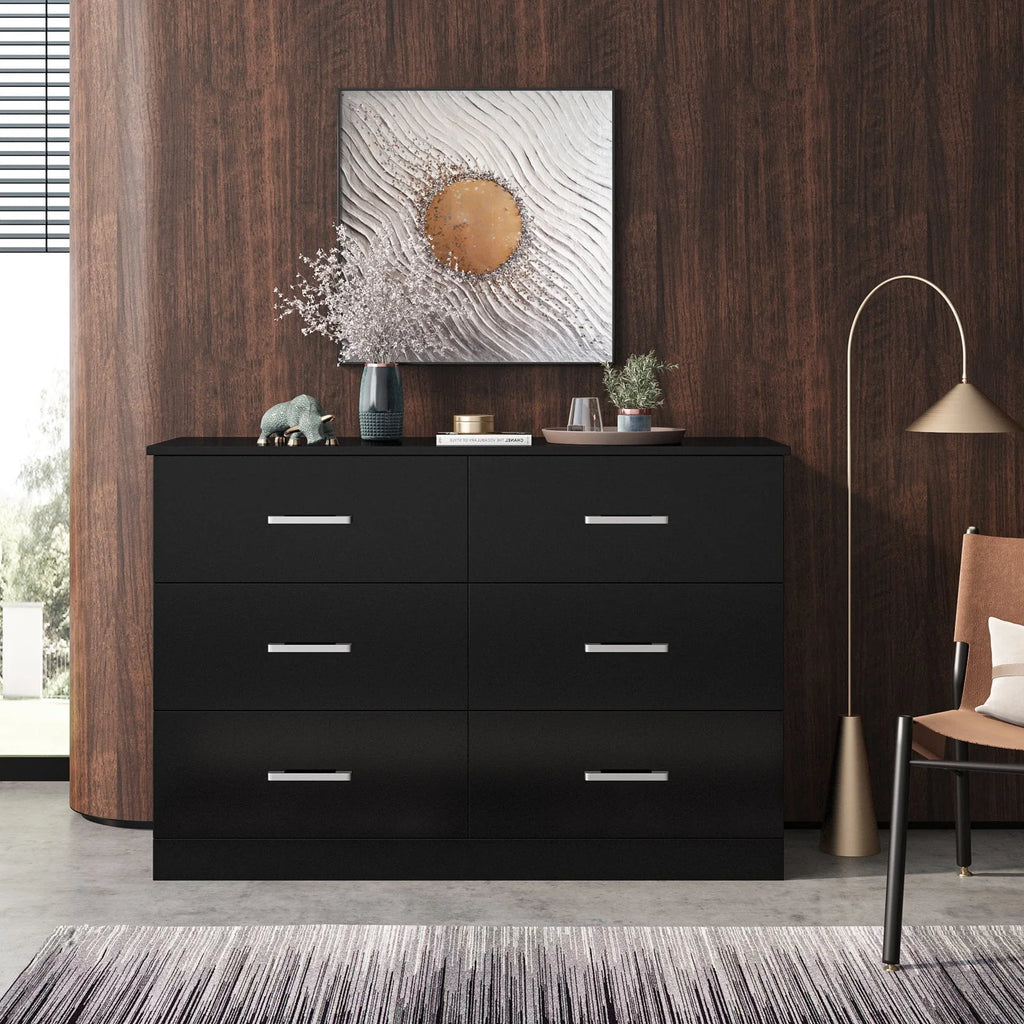 White 6 Drawer Wood Dresser E9851