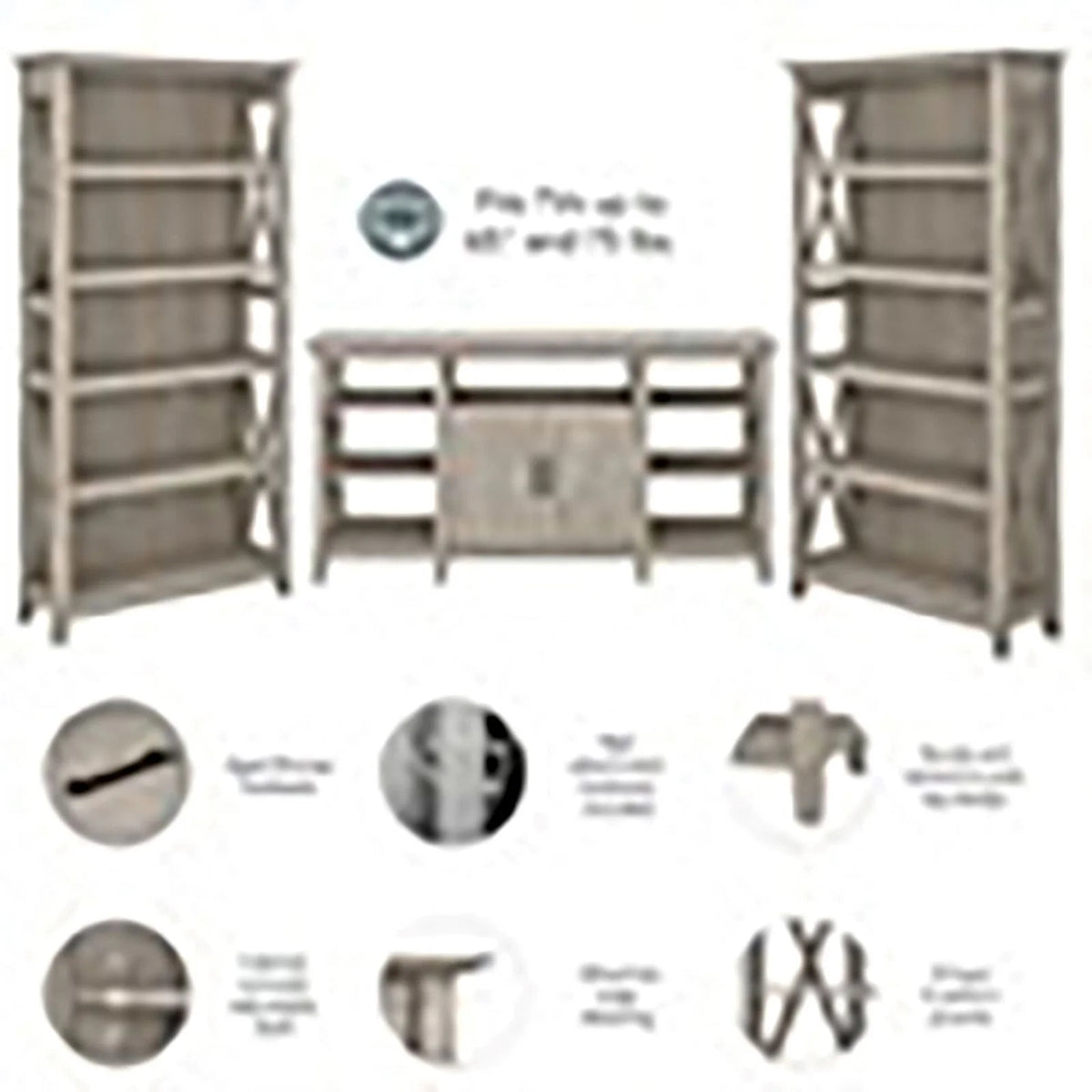 Tall Wood TV Stand with 2 Bookcases S769595