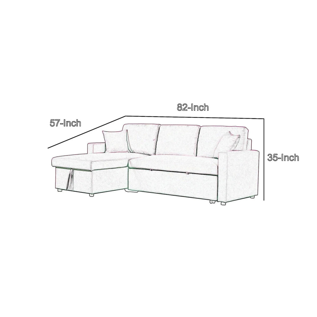 82 Inch Sleeper Sectional Sofa Bed with Storage Chaise, Blue O74608