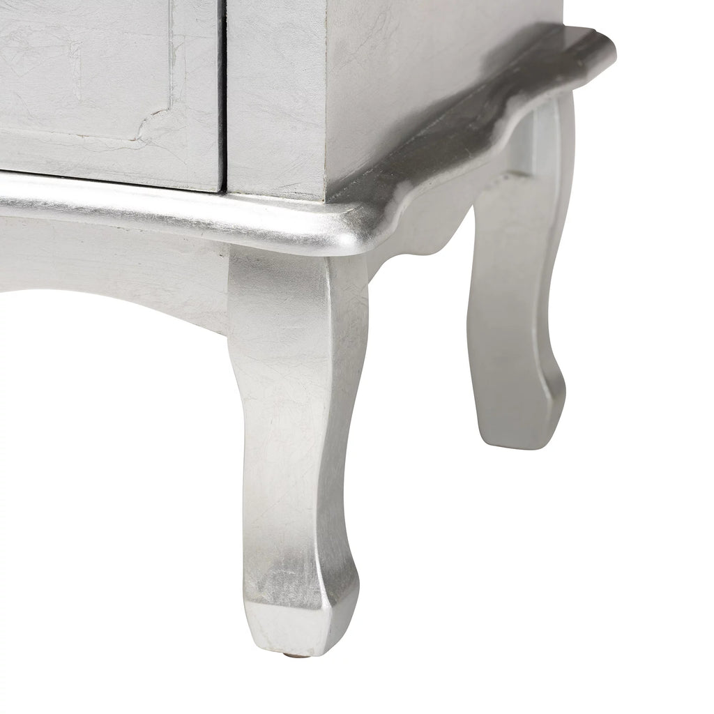 Silver Finished Wood 3-Drawer End Table O60516