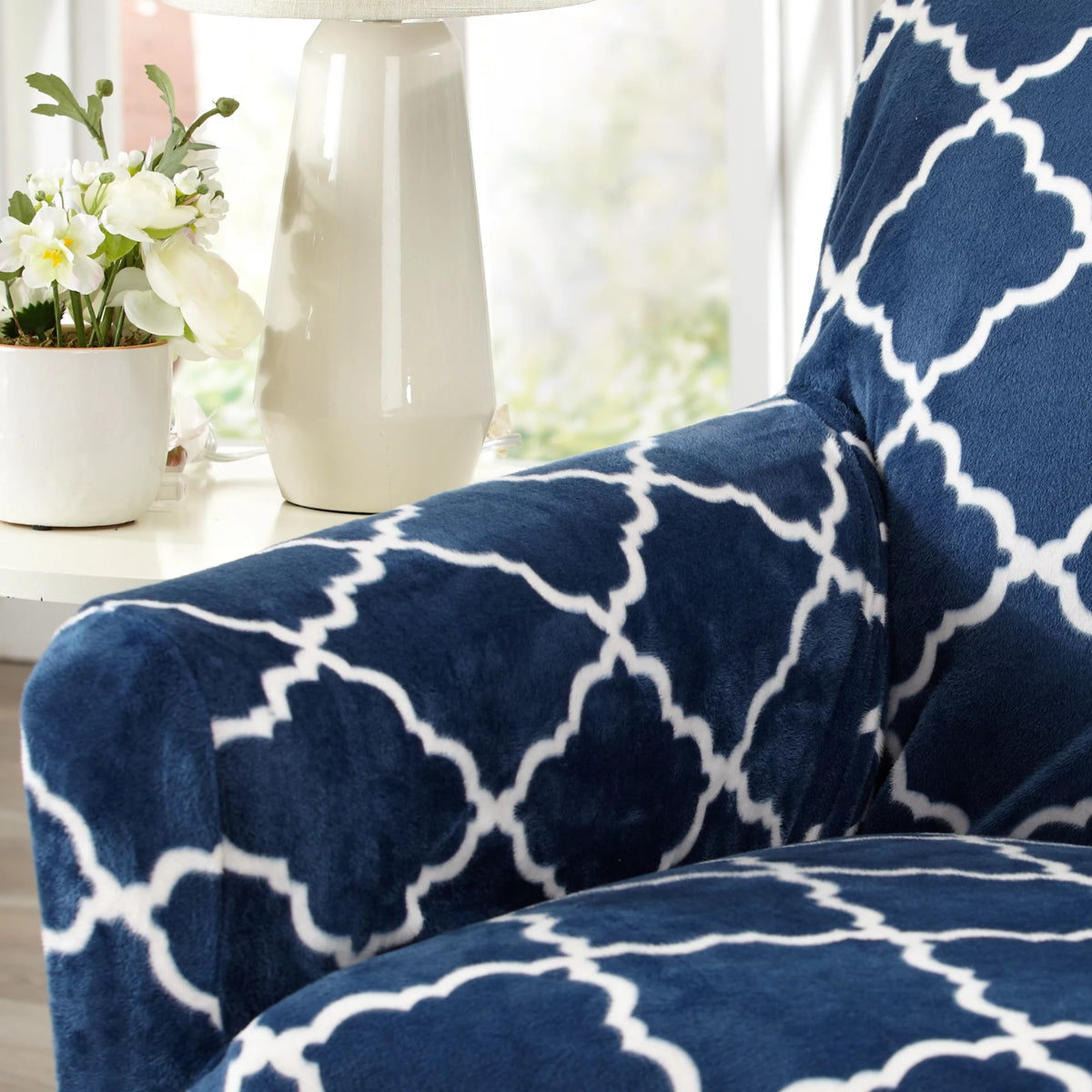 Printed Velvet Plush Washable Sofa Slipcover D793989