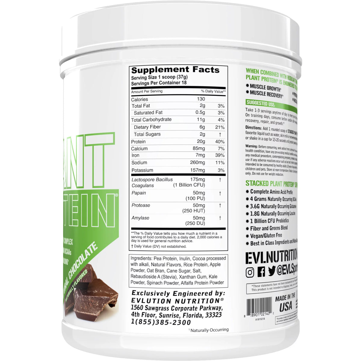 Plant Protein Natural Chocolate 1.5 lb M776