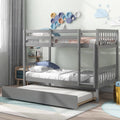 Twin Over Twin Wood Bunk Bed with Ladder and Trundle I548