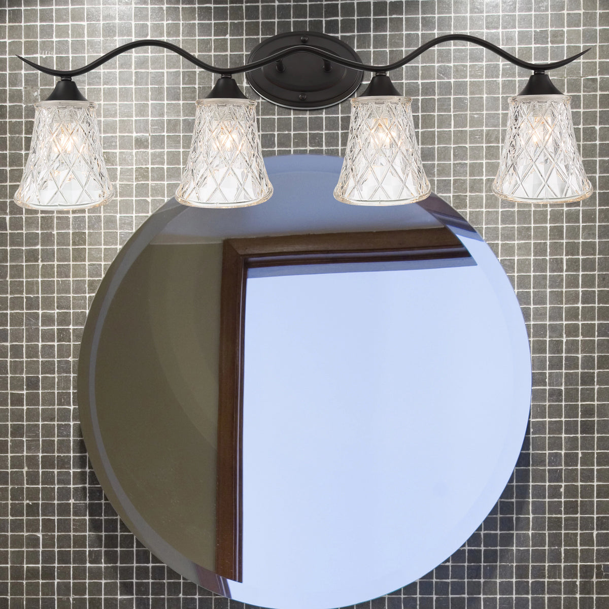 4 Lights Dimmable Matte Black Crystal Glass Vanity Light D932