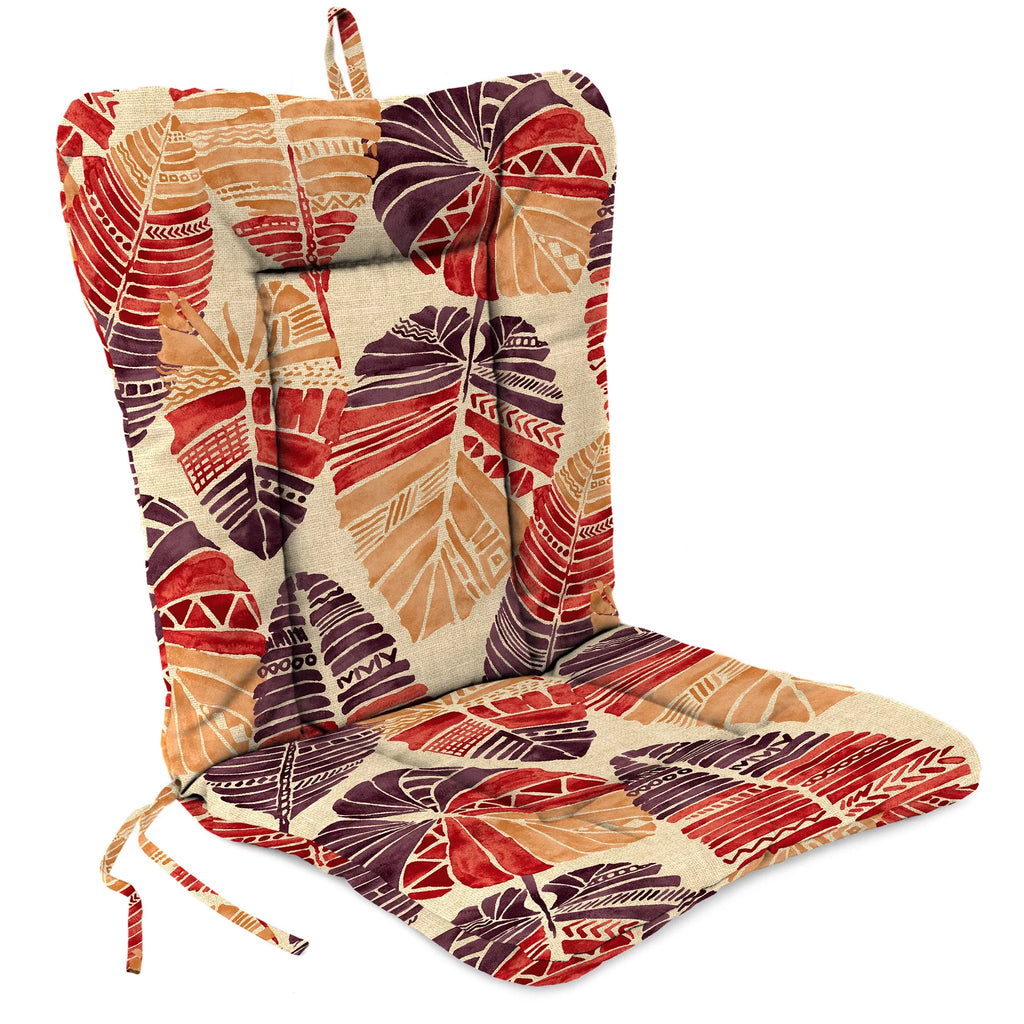 Beige Leaves Rectangular Outdoor Chair Cushion with Ties U148